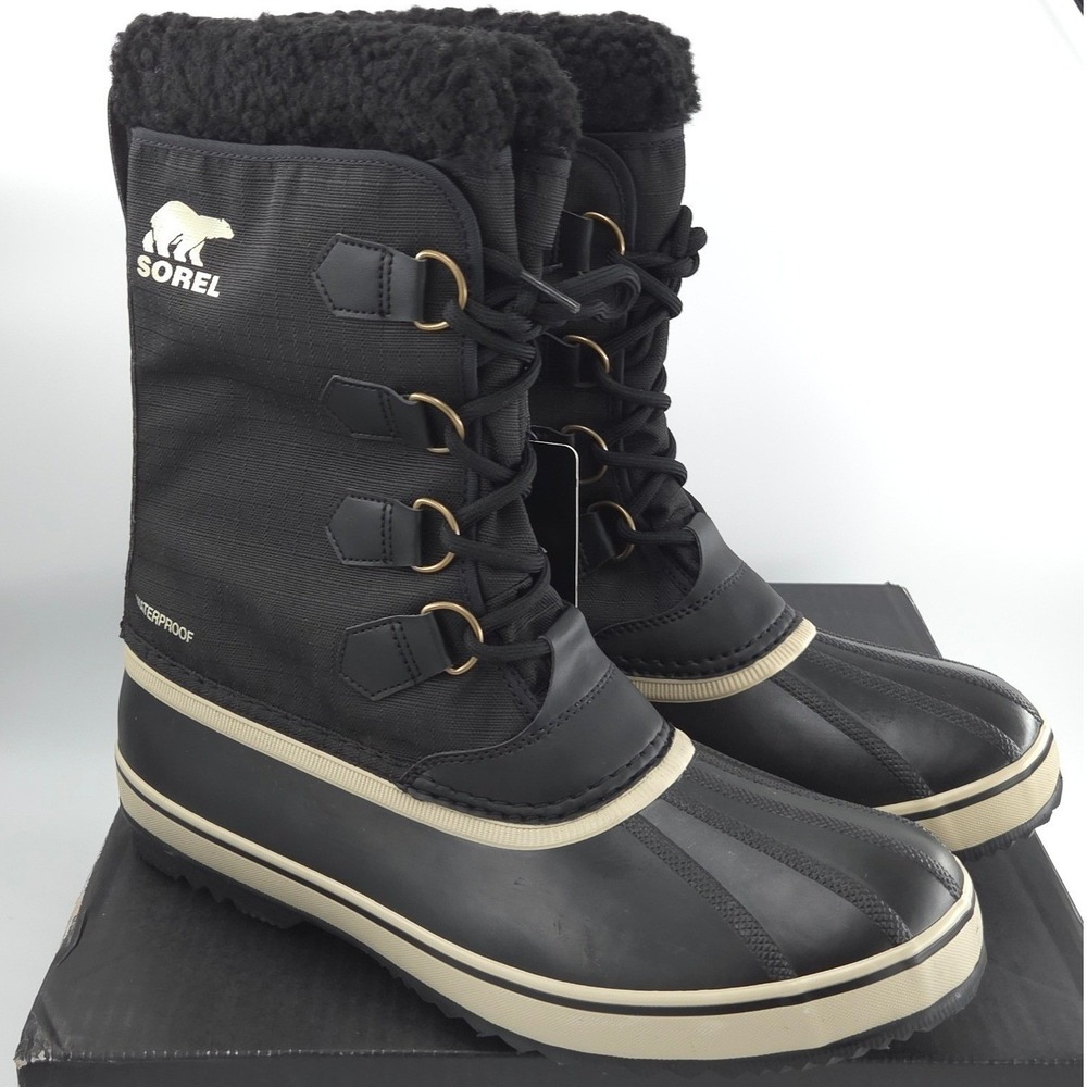 Sorel 1964 Pac Nylon Winter Snow Boots Mens 13 Black Waterproof Insulated NEW